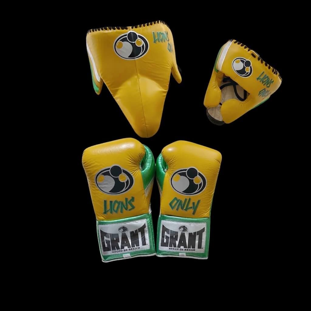 Grant Leather Boxing Set Yellow/Green/Silver Gym Training Kit